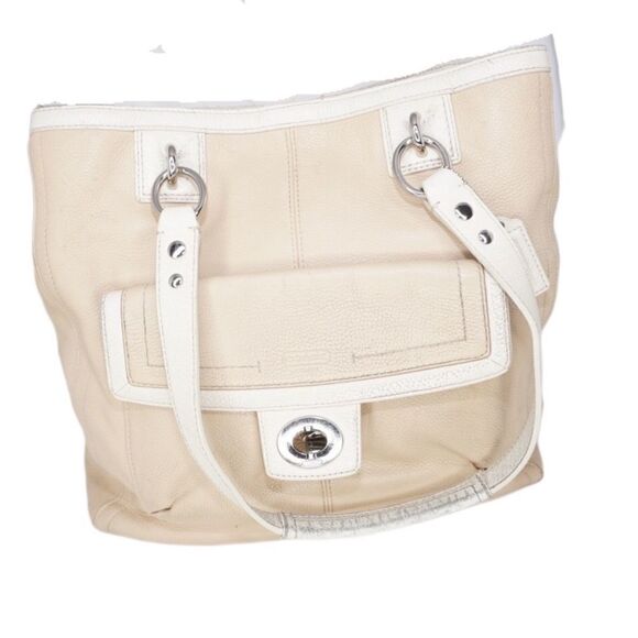 Coach Penelope B1282-F19264 Tan and Ivory Pebbled Leather Bag - Picture 5 of 11